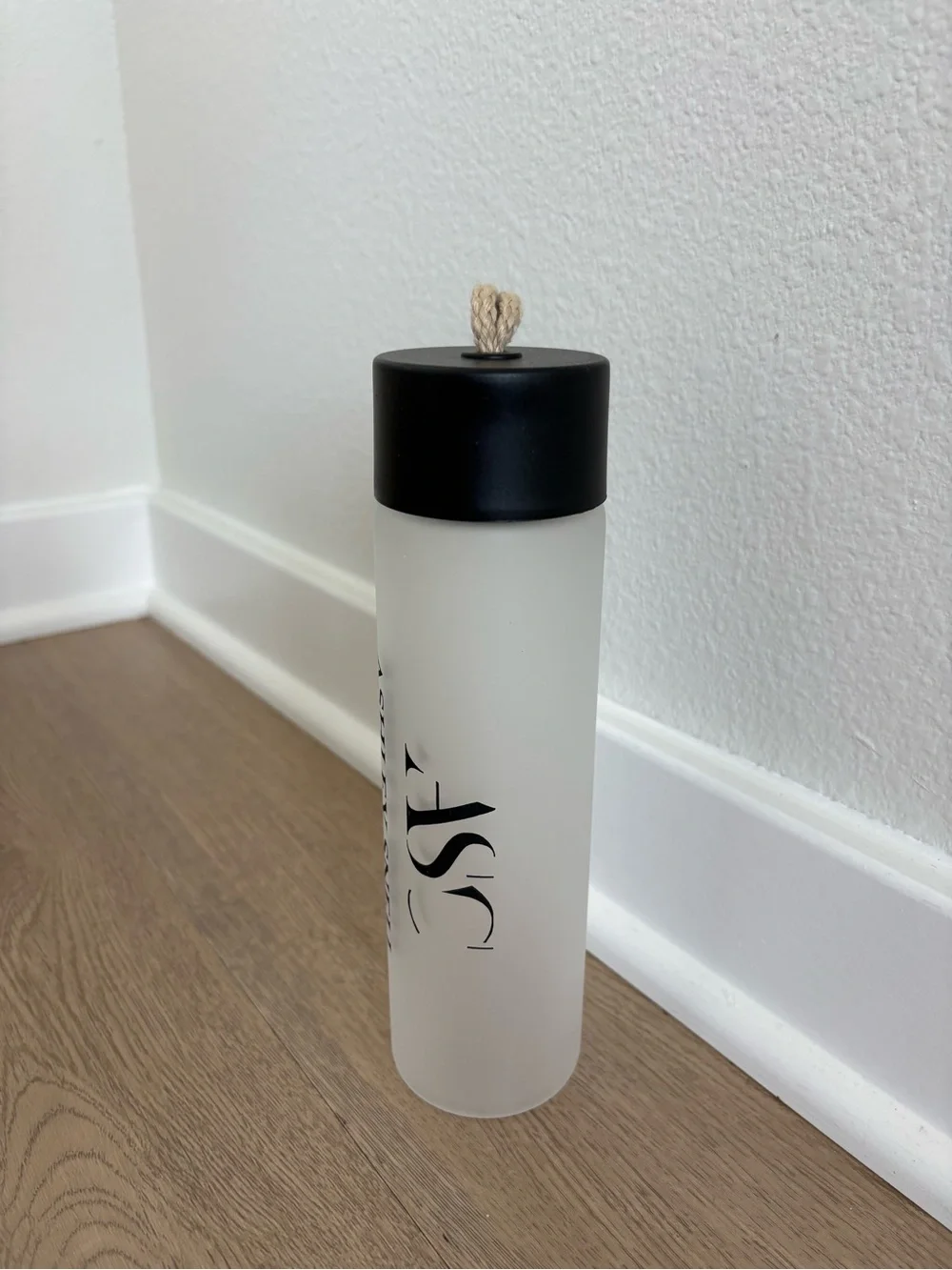 Ashley Snell Collection Frosted Water Bottle - Black Cap & Rope